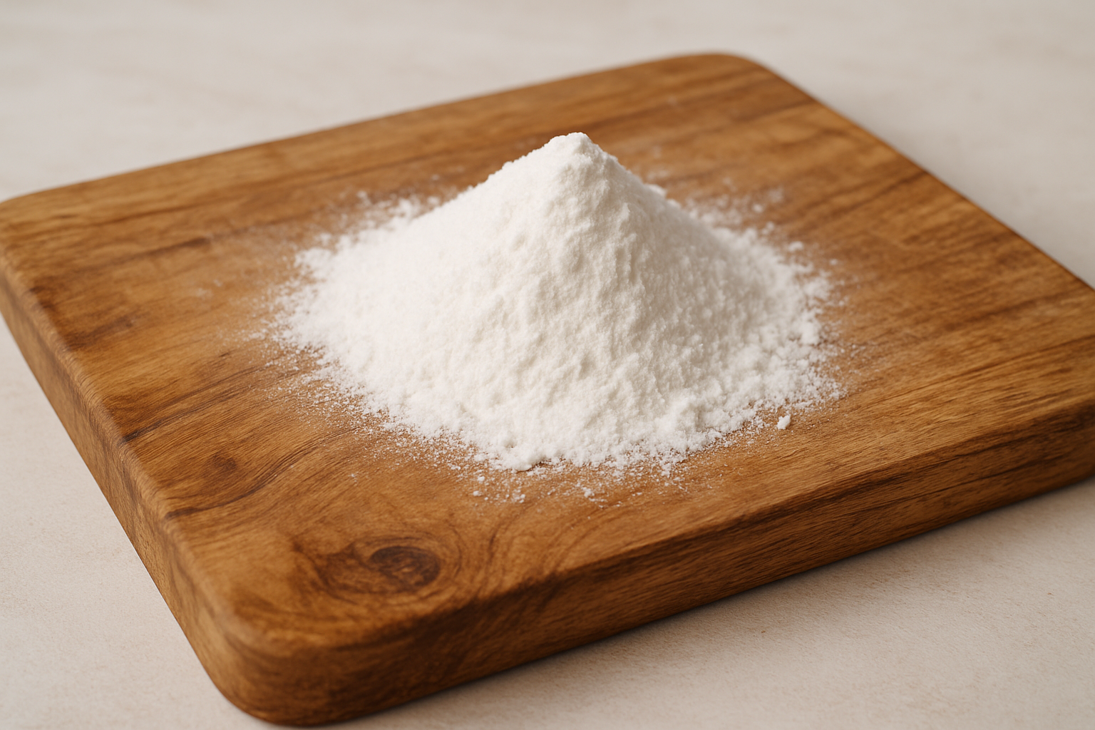 white powder on a wooden slab